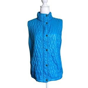 Talbots Diamond Quilted Vest with Stretch Side Panel Bright Blue Size Large